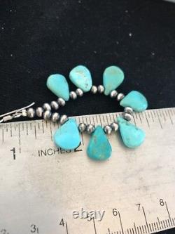 Navajo Native American Blue Cluster Turquoise Sterling Silver Earrings Gift