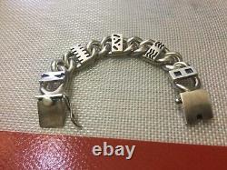 Navajo Native American C Lee Signed Sterling Silver Chain Link Bracelet 6 1/4