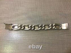 Navajo Native American C Lee Signed Sterling Silver Chain Link Bracelet 6 1/4