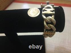 Navajo Native American C Lee Signed Sterling Silver Chain Link Bracelet 6 1/4