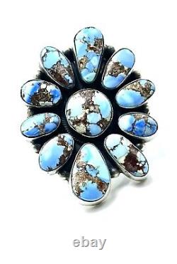 Navajo Native American Handmade Golden Hills Turquoise Ring Sz 7.5 By Tim Begay