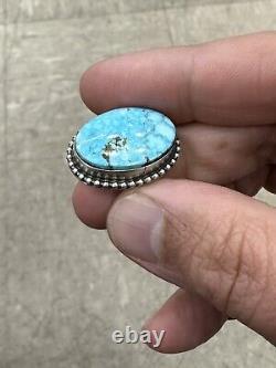 Navajo Native American Handmade Kingman Turquoise Ring Sz 8 By Eli Skeets