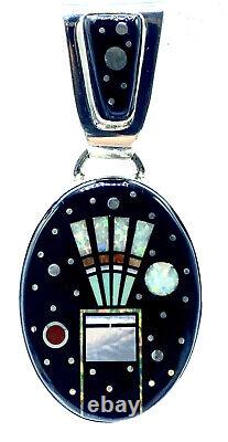 Navajo Native American Handmade Multistone Pendant Inlay Night Sk Mathew Jack