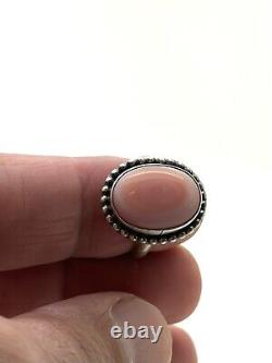 Navajo Native American Handmade Pink Conch Old Style Ring Sz 6 By Eli Skeets