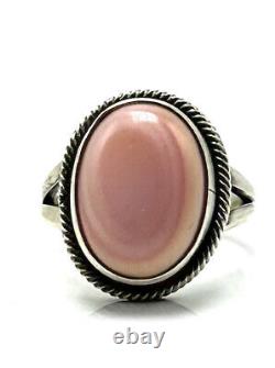Navajo Native American Handmade Pink Conch Old Style Ring Sz 7 By Eli Skeets