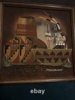 Navajo Native American Indian Sand Painting Art Signed By James M Cambridge