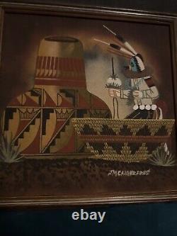 Navajo Native American Indian Sand Painting Art Signed By James M Cambridge