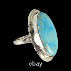 Navajo Native American Kingman Turquoise Ring Size 7 3/4 by Sanchez SKU 233052