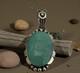 Navajo Native American Leroy Silver Sterling Silver Turquoise Kingman Pendant