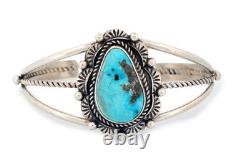 Navajo Native American Morenci Turquoise Bracelet by Junior Begay SKU233275