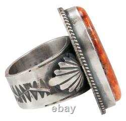 Navajo Native American Orange Spiny Shell Ring Size 8 3/4 by Yazzie SKU231043