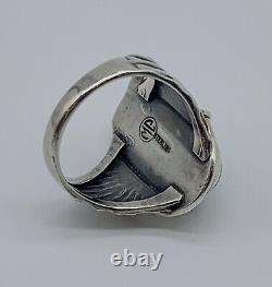 Navajo Native American Signed MP Sterling Silver Turquoise Sz-11 Ring 9.2g #g52