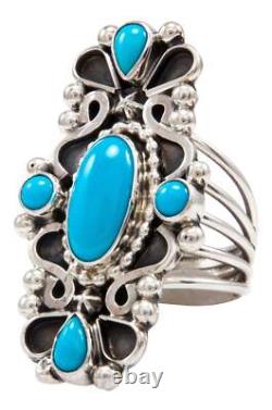 Navajo Native American Sleeping Beauty Turquoise Ring Size 8 3/4 by Kathleen Cha