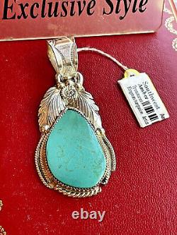 Navajo Native American Southwest Sterling Silver Pendant with KingmanTurquoise