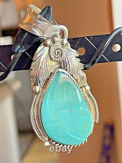 Navajo Native American Southwest Sterling Silver Pendant with KingmanTurquoise