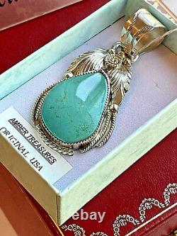 Navajo Native American Southwest Sterling Silver Pendant with KingmanTurquoise