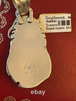 Navajo Native American Southwest Sterling Silver Pendant with KingmanTurquoise