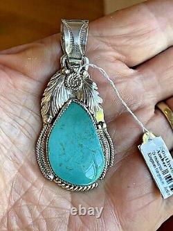 Navajo Native American Southwest Sterling Silver Pendant with KingmanTurquoise