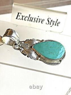 Navajo Native American Southwest Sterling Silver Pendant with KingmanTurquoise