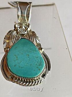 Navajo Native American Southwest Sterling Silver Pendant with KingmanTurquoise