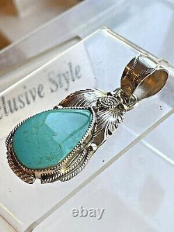 Navajo Native American Southwest Sterling Silver Pendant with KingmanTurquoise