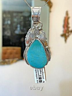 Navajo Native American Southwest Sterling Silver Pendant with KingmanTurquoise