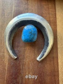 Navajo Native American Sterling Silver Blue Turquoise Handmade Pendant Gift P