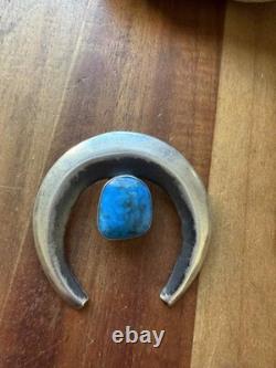 Navajo Native American Sterling Silver Blue Turquoise Handmade Pendant Gift P