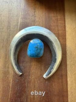 Navajo Native American Sterling Silver Blue Turquoise Handmade Pendant Gift P