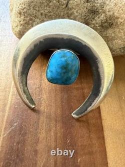 Navajo Native American Sterling Silver Blue Turquoise Handmade Pendant Gift P