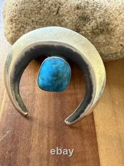 Navajo Native American Sterling Silver Blue Turquoise Handmade Pendant Gift P