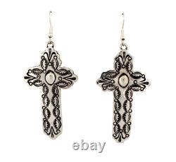 Navajo Native American Sterling Silver Cross Earrings by Micah Nelson SKU233165