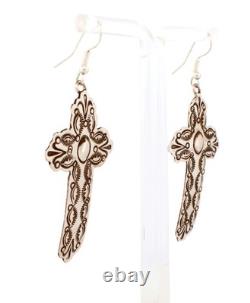 Navajo Native American Sterling Silver Cross Earrings by Micah Nelson SKU233165