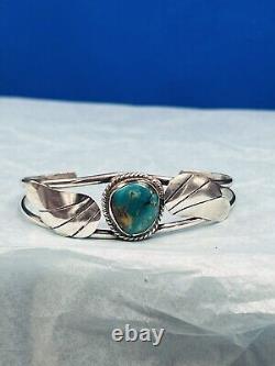 Navajo Native American Sterling Silver Royston Turquoise Cuff Bracelet 6.25