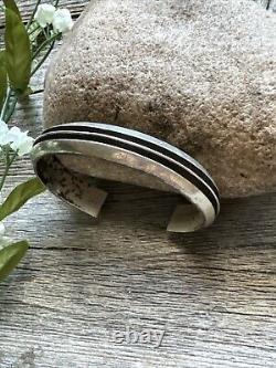 Navajo Native American Sterling Silver Stacker Cuff Bracelet