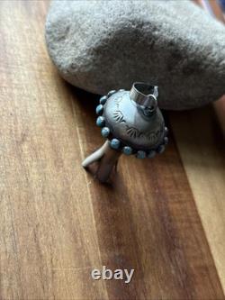 Navajo Native American Sterling Silver Turquoise Blossom Handmade Pendant MS