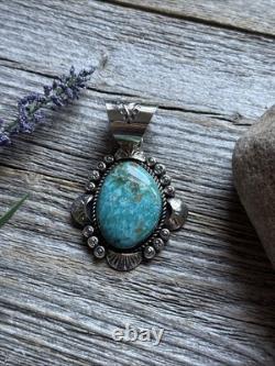 Navajo Native American Sterling Silver Turquoise Handmade Pendant R Yazzie Gift