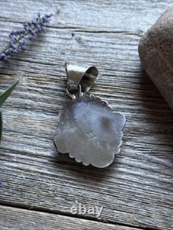 Navajo Native American Sterling Silver Turquoise Handmade Pendant R Yazzie Gift