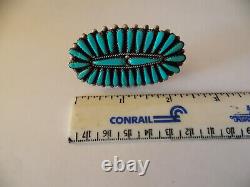 Navajo Native American Sterling Silver & Turquoise Ring with 28 stones W Begay