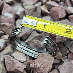 Navajo Native American Triple Row Stamped Cuff Bracelet SMALL WRIST 5