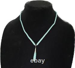Navajo Native American Turquoise Heishi Sterling Silver Bead Necklace