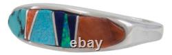 Navajo Native American Turquoise Inlay Ring Size 7 1/2 by B Joe SKU230468