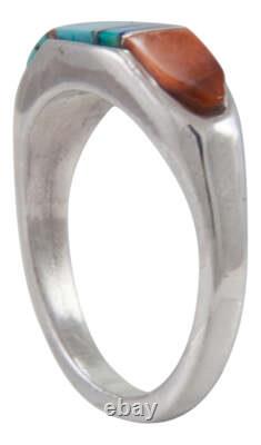 Navajo Native American Turquoise Inlay Ring Size 7 1/2 by B Joe SKU230468