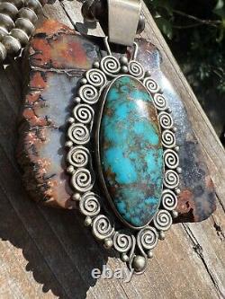 Navajo Native American Turquoise Mountain Turquoise Calvin Martinez Necklace