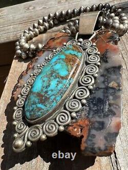 Navajo Native American Turquoise Mountain Turquoise Calvin Martinez Necklace