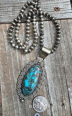 Navajo Native American Turquoise Mountain Turquoise Calvin Martinez Necklace