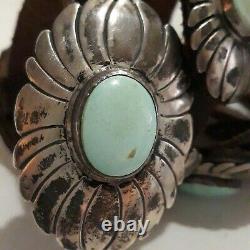 Navajo Native American Turquoise Sterling Silver Concho Belt