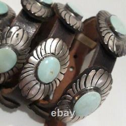 Navajo Native American Turquoise Sterling Silver Concho Belt