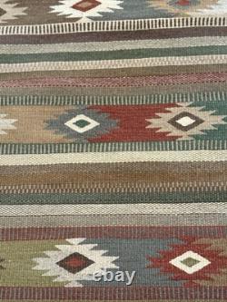 Navajo Native American Wool Rug 55x 31Southwestern Knotted Fringe Clean