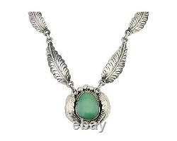 Navajo Necklace 925 Silver Green Turquoise Artist Signed C Montoya C. 80's